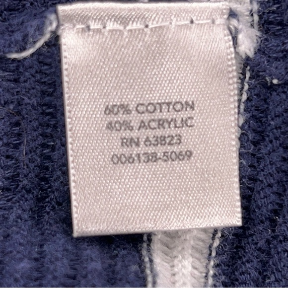 LARGE CHRISTOPHER AND BANKS NAVY BLUE WHITE KNIT TOP SWEATER COASTAL PREPPY - Picture 9 of 10